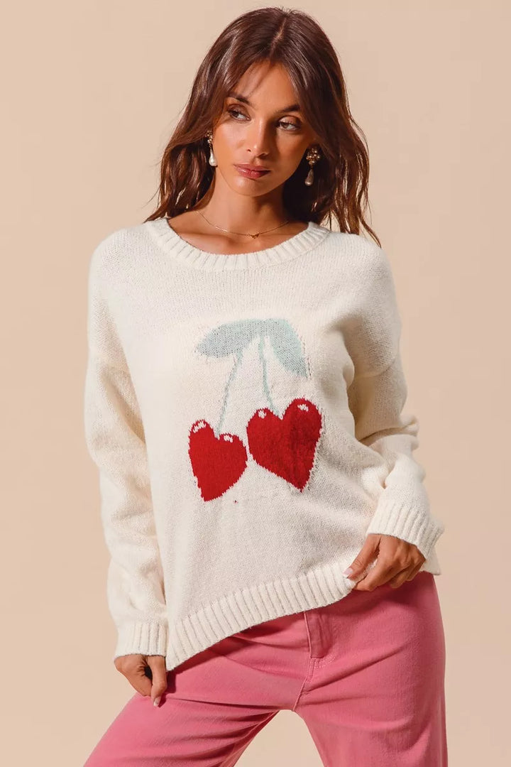 Valentine knit top women cozy fit shown in natural lighting