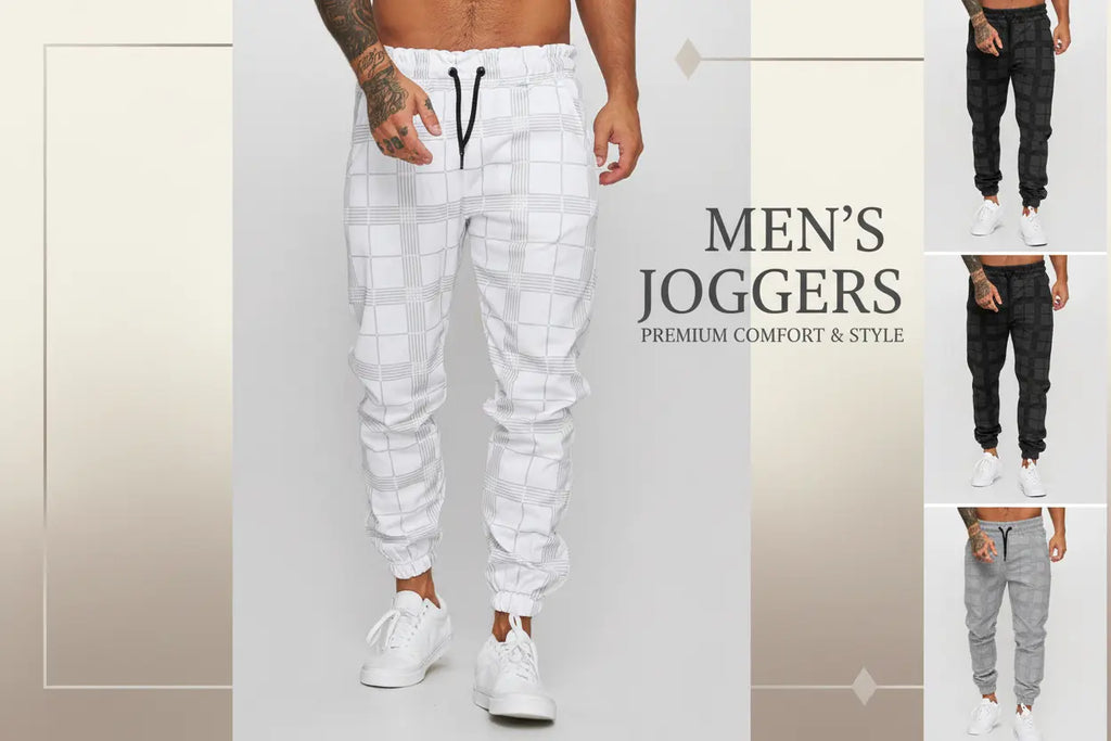 Plaid Pants for Men-3D Print Tapered Cotton Streetwear.
