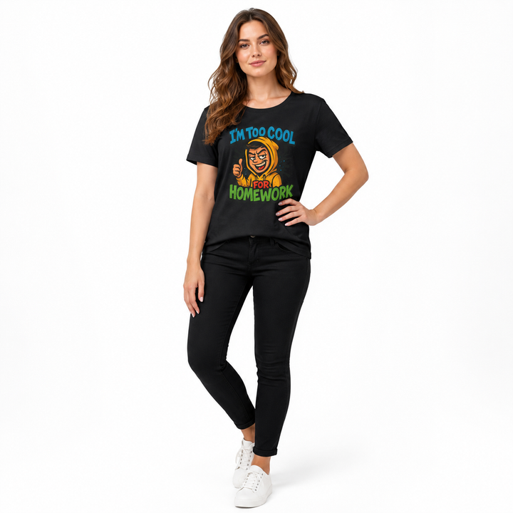 Student-inspired organic blend shirt with playful front print