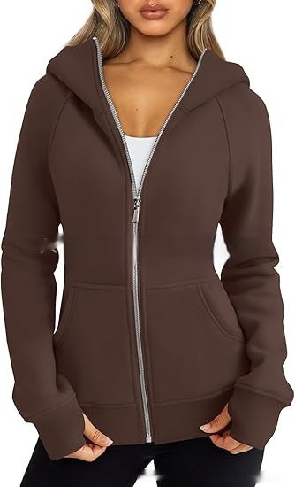 fleece lined zip hoodie women neutral color everyday comfort