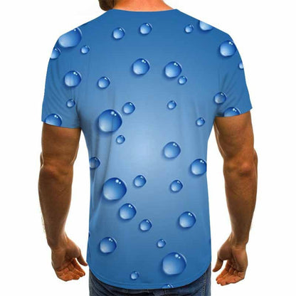 3D Raindrop T-Shirt for Men – Bold Print Streetwear Tee