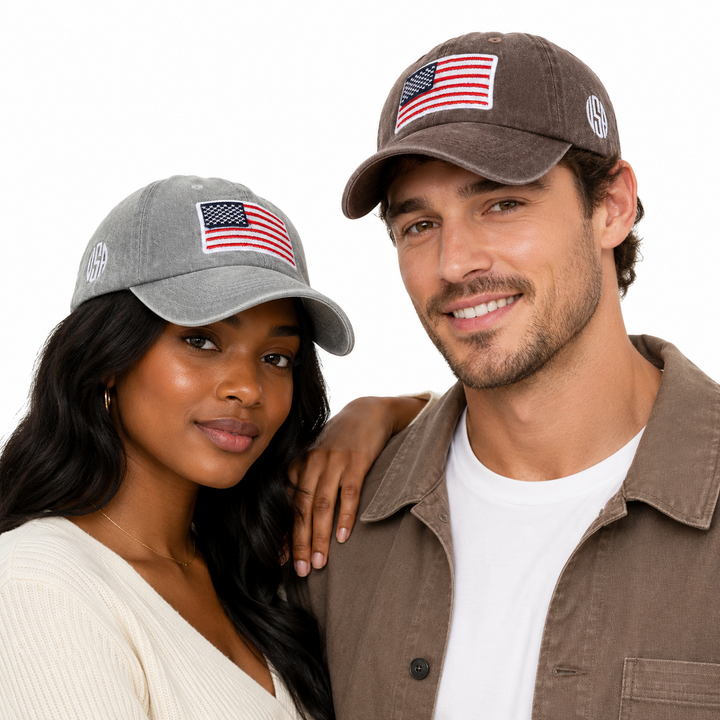 Outdoor sports baseball cap with adjustable circumference, lightweight 81g feel, and distressed retro flag styling for trips.
