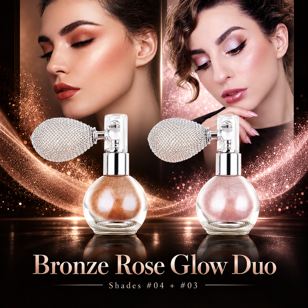 Bronze and Nude Pink body glitter spray two-piece set