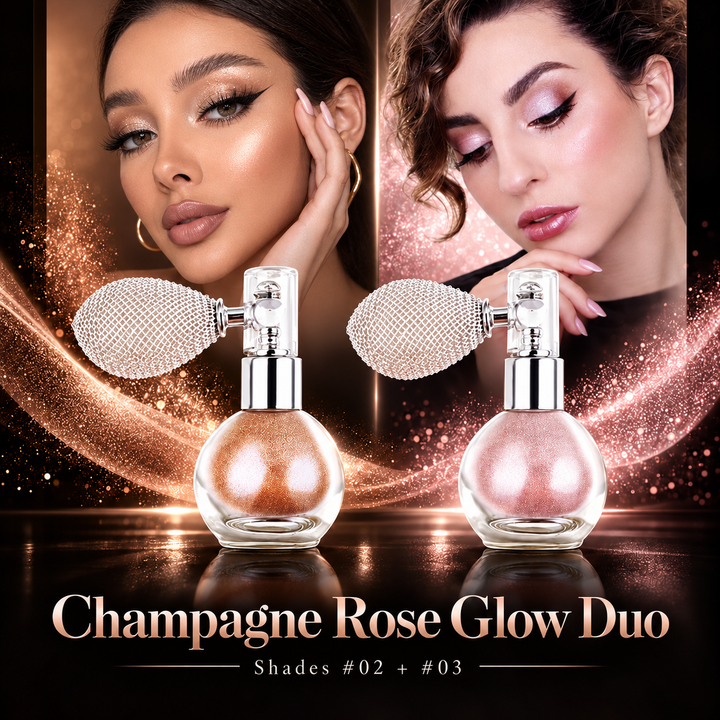 Champagne and Nude Pink body glitter spray two-piece set