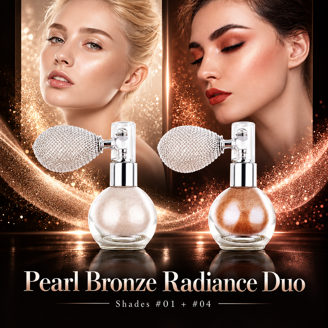 Pearl White and Bronze body glitter spray two-piece set