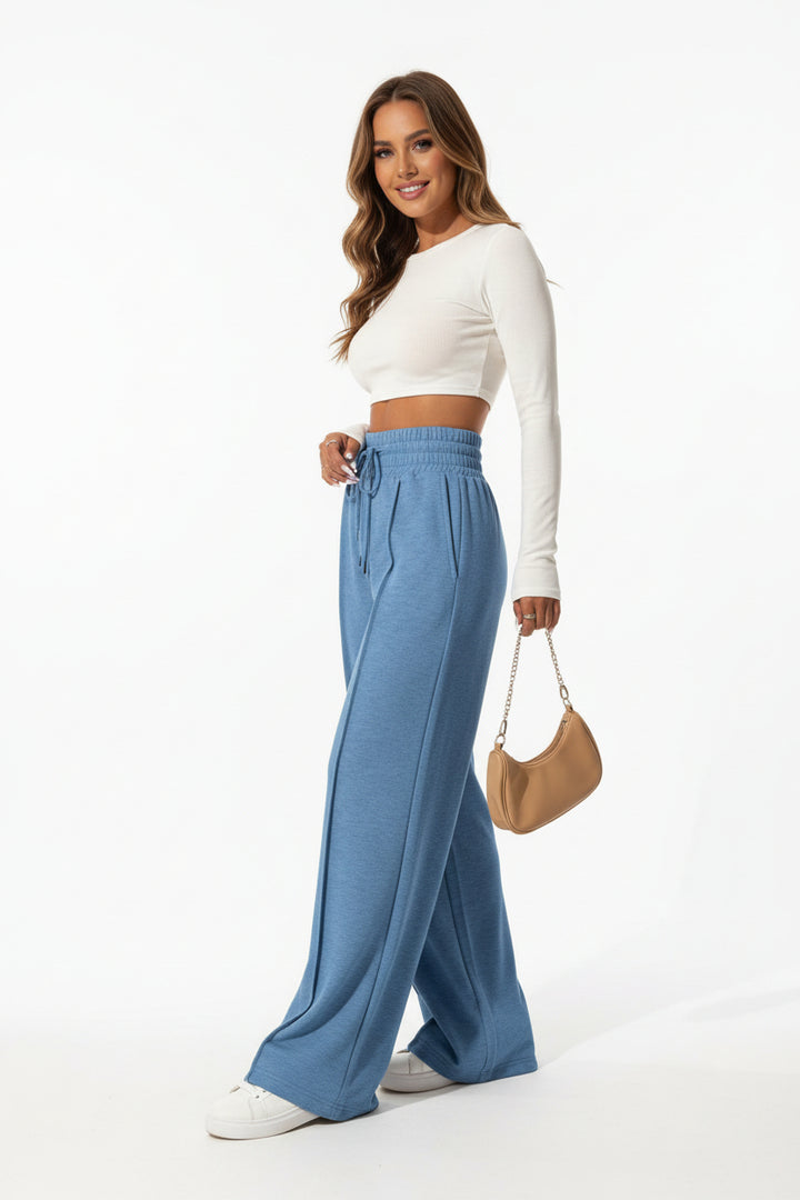 drawstring waist wide leg pants women street style minimal fashion