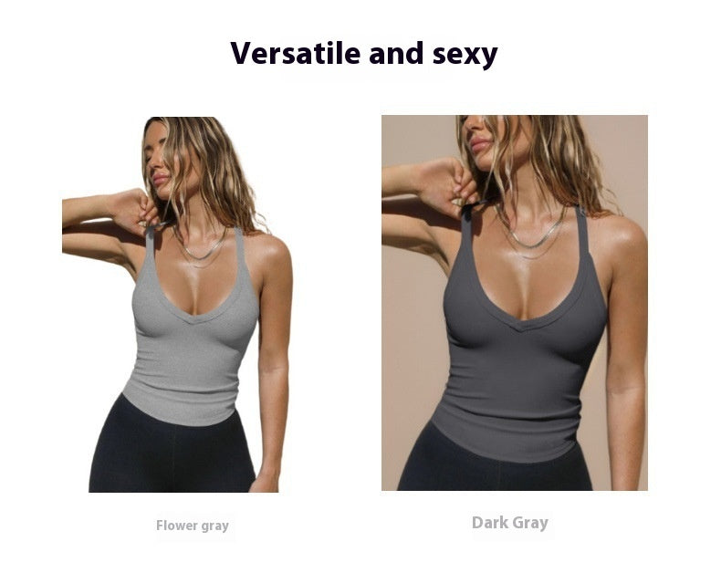 Two tank tops in flower gray and dark gray with text &