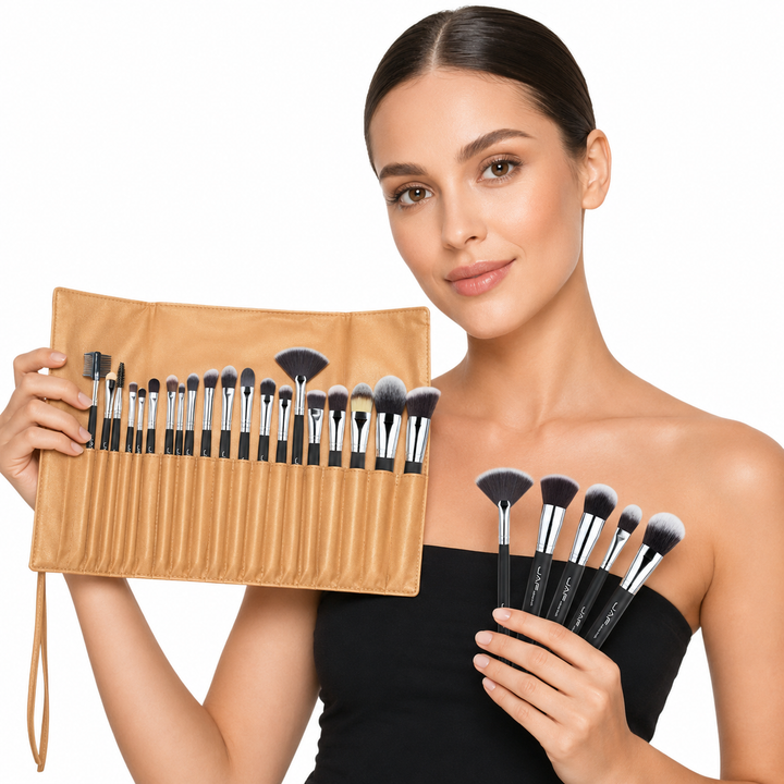Makeup Brush Set - 24 Essential Tools for Face and Eyes