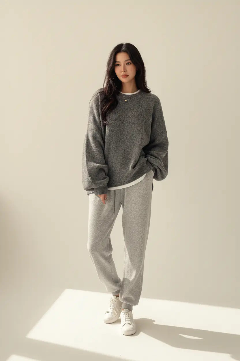 loose fit sweater women casual winter outfit context