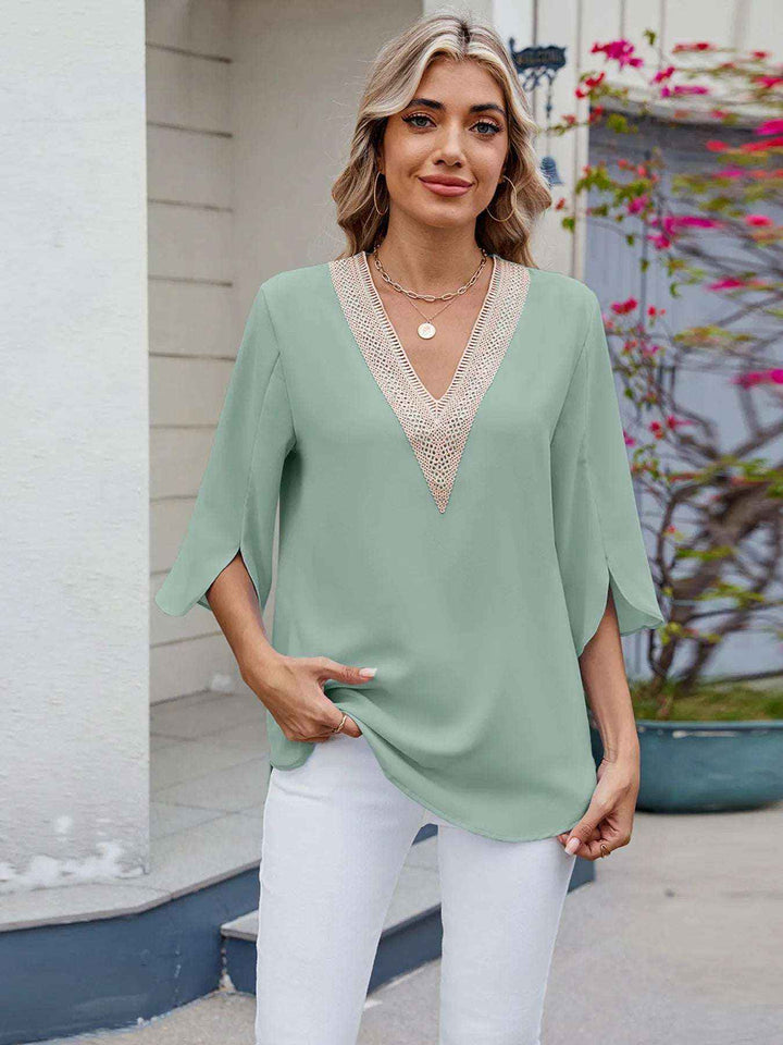 Elegant Lace V-Neck Blouse for Women