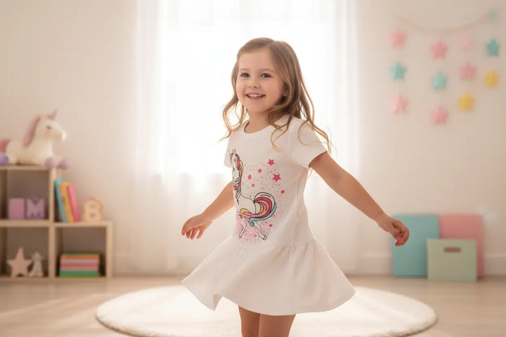 children unicorn shirt playful graphic premium stitching casual look