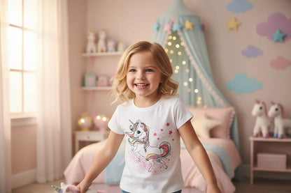 girls unicorn t shirt comfortable fit soft fabric everyday outfit