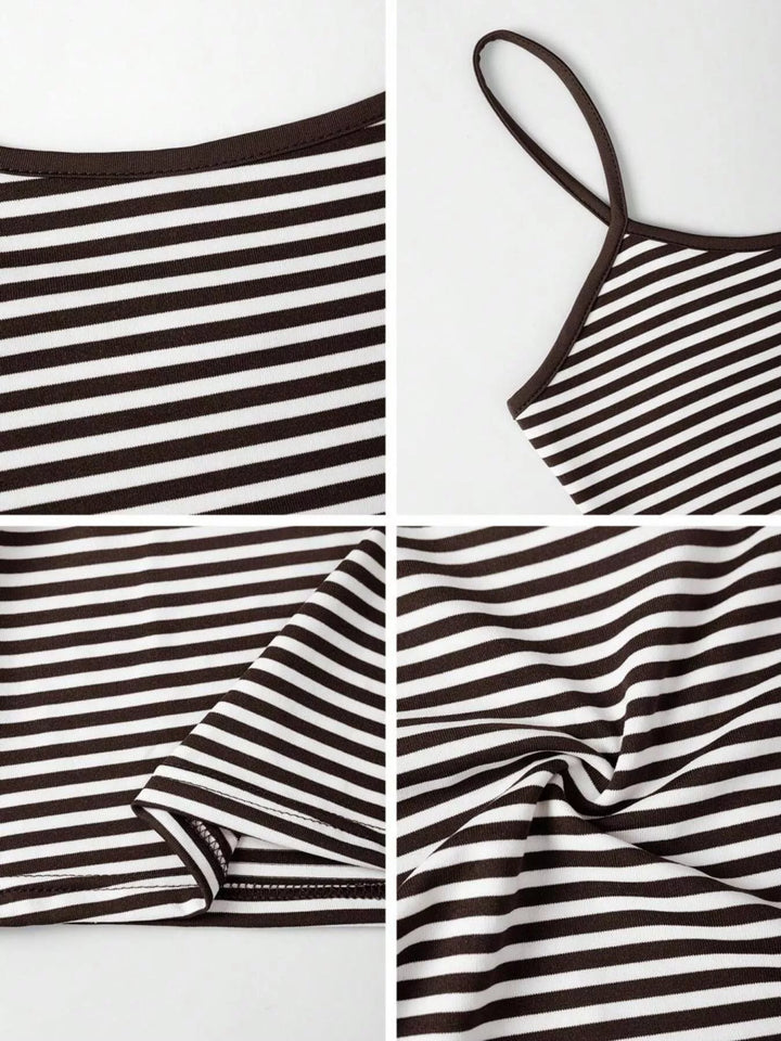 Black and white striped top on a white background