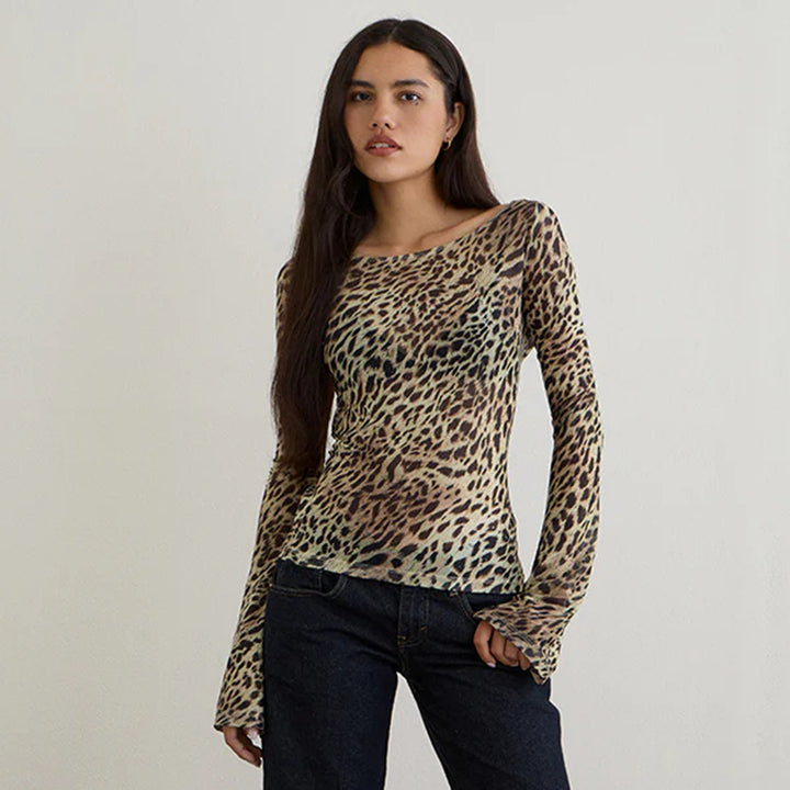 lightweight womens t shirt animal print soft drape movement