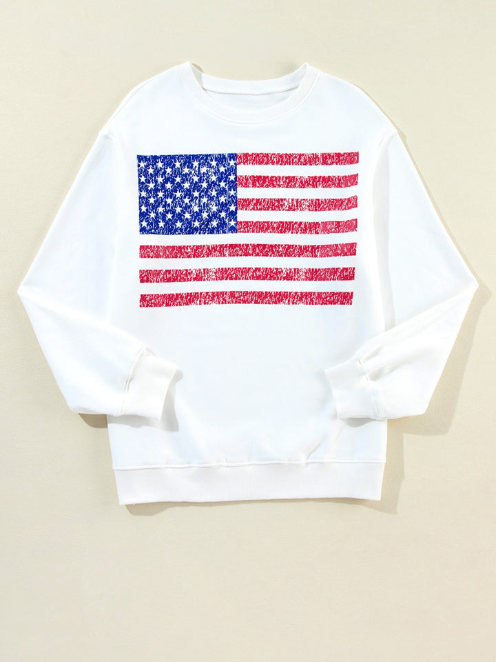Women’s American Flag Sweatshirt breathable cotton polyester blend fabric