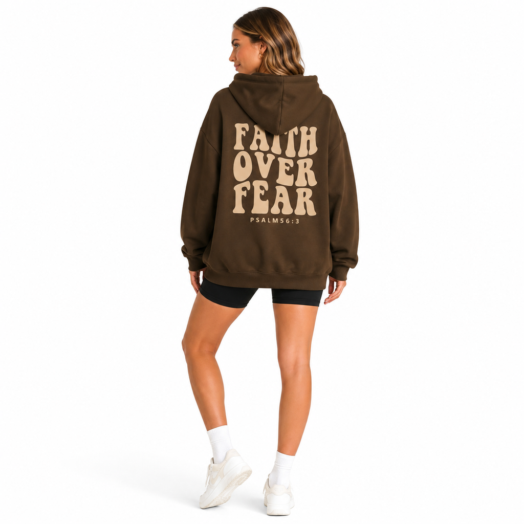 Faith Over Fear Hoodie Women Drop Shoulder Casual Style