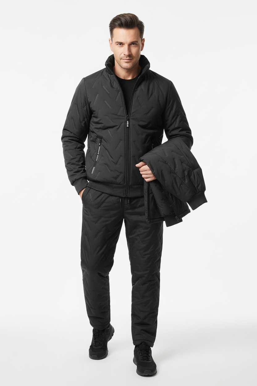 men's thermal three-piece suit modern winter layering lifestyle