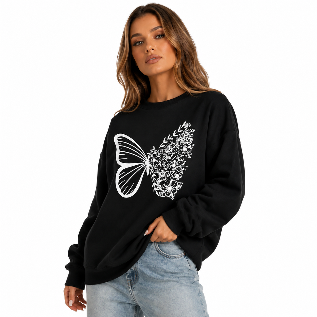 Women Crew Neck Sweatshirt with Pockets Cozy Daily Tops