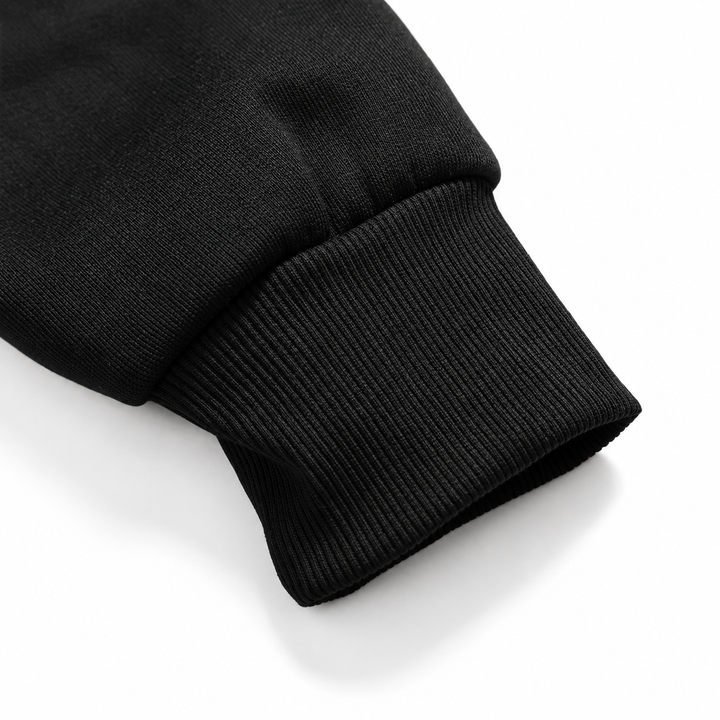 Close-up of the black hoodie&