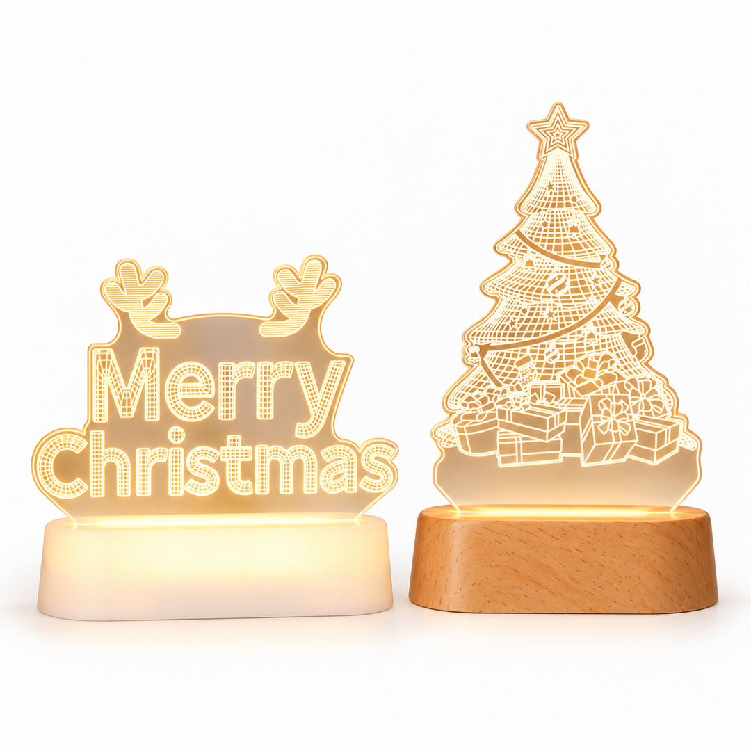 Christmas night light set with Merry Christmas and Christmas Tree designs