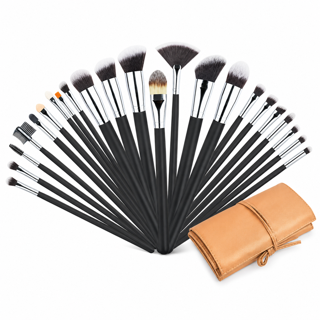 Makeup Brush Set - 24 Essential Tools for Face and Eyes