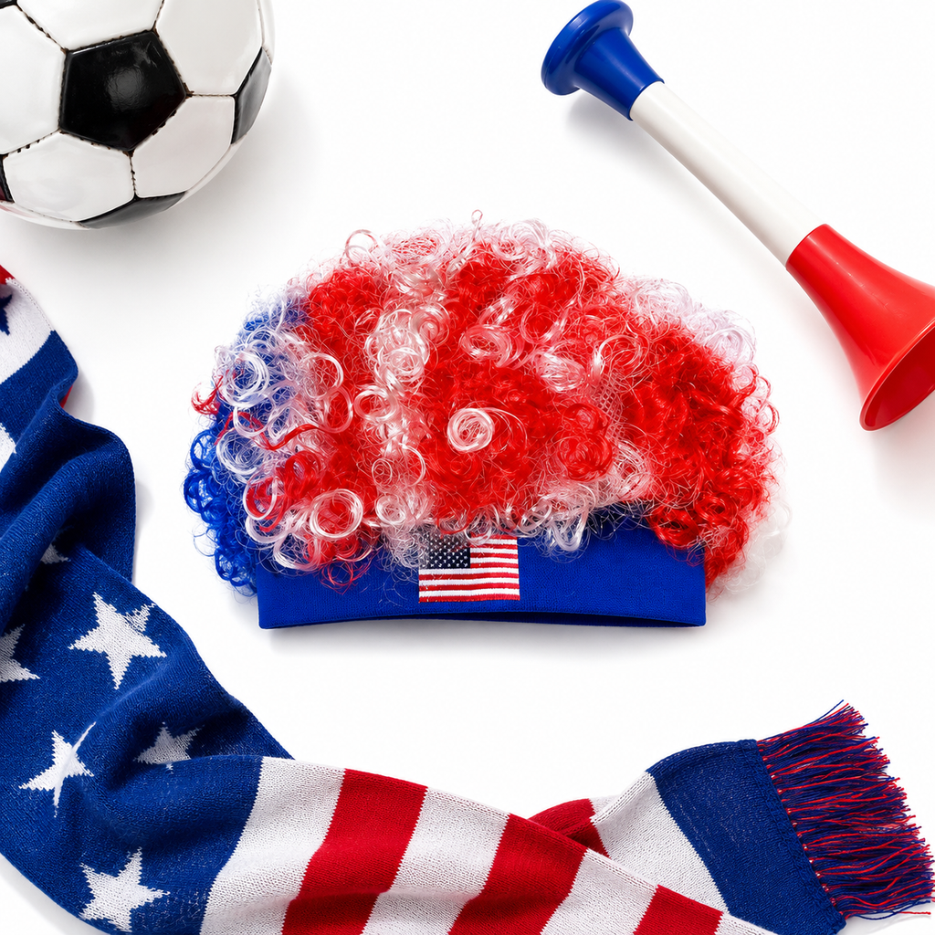Red White Blue Wig for USA Soccer Game Day Outfits Gear