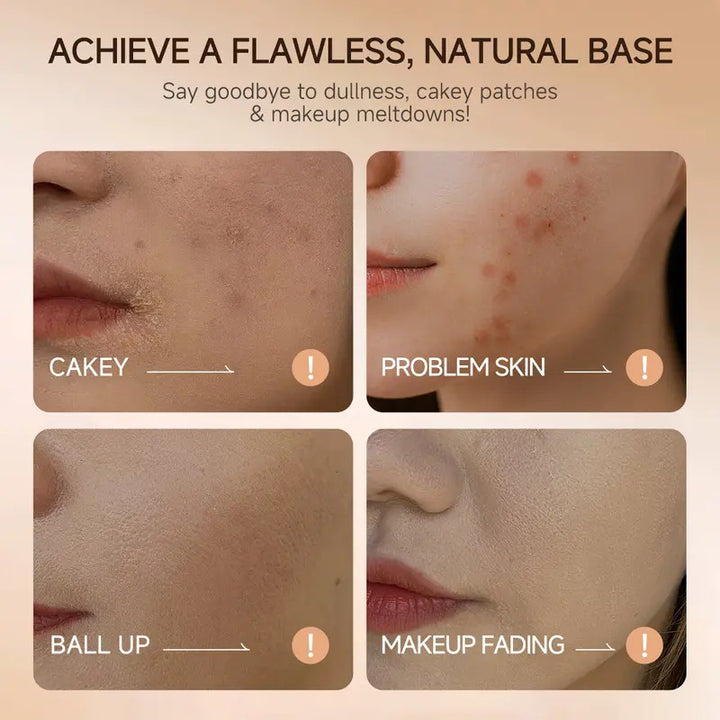 Advertisement for skincare product showing before and after effects on skin.
