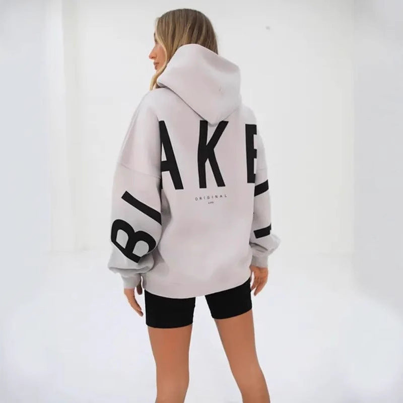 Printed Thickened Hoodie - Plush Street Fit, Bold Print