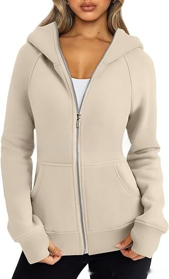 women fleece zip hoodie minimal aesthetic daily wear look
