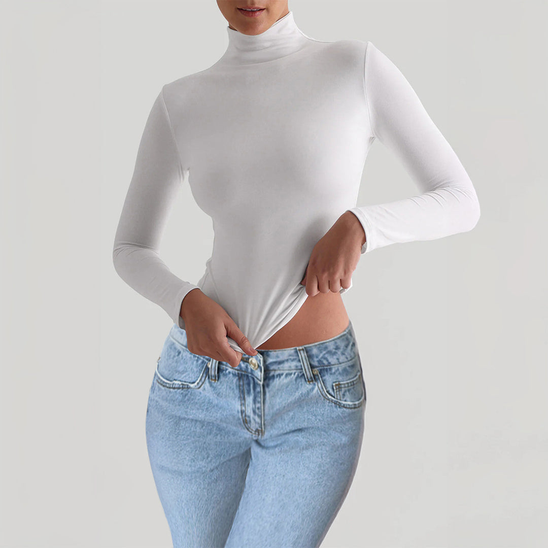 Y2K Slim Turtleneck T-Shirt fitted pullover office outfit