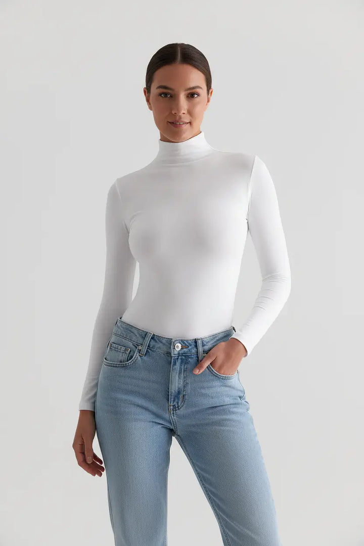 Y2K Slim Turtleneck T-Shirt modern feminine silhouette streetwear