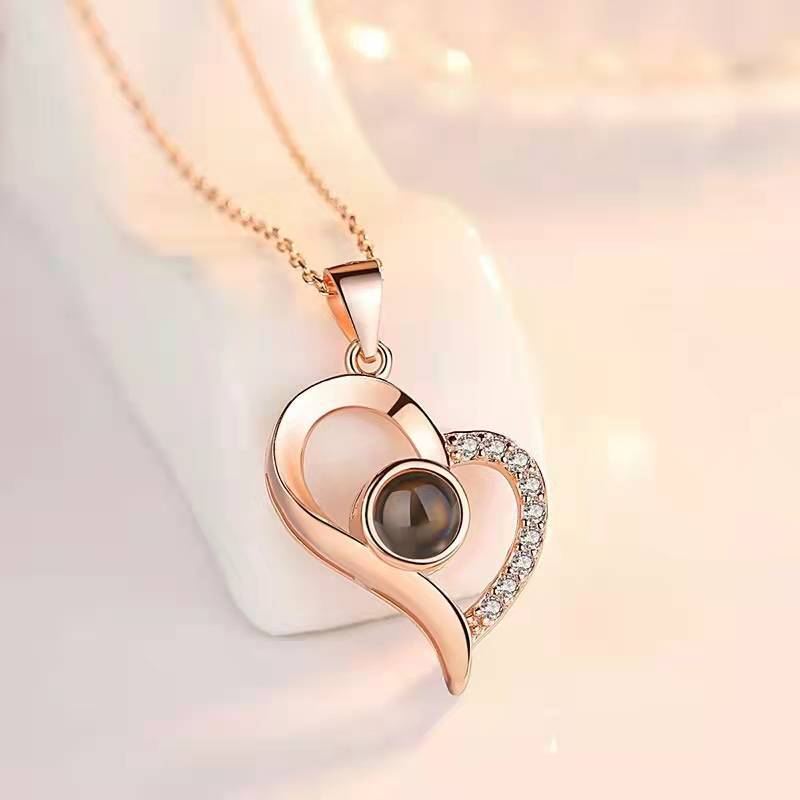 Metal Rose Necklace Gift Box for Valentine Jewelry Love