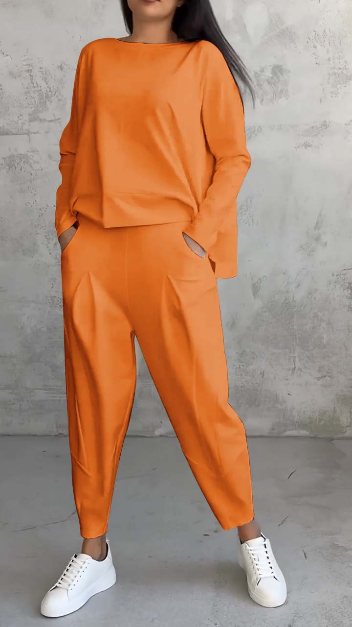 Women’s Irregular Suit Set Round Neck Harem Pants Style