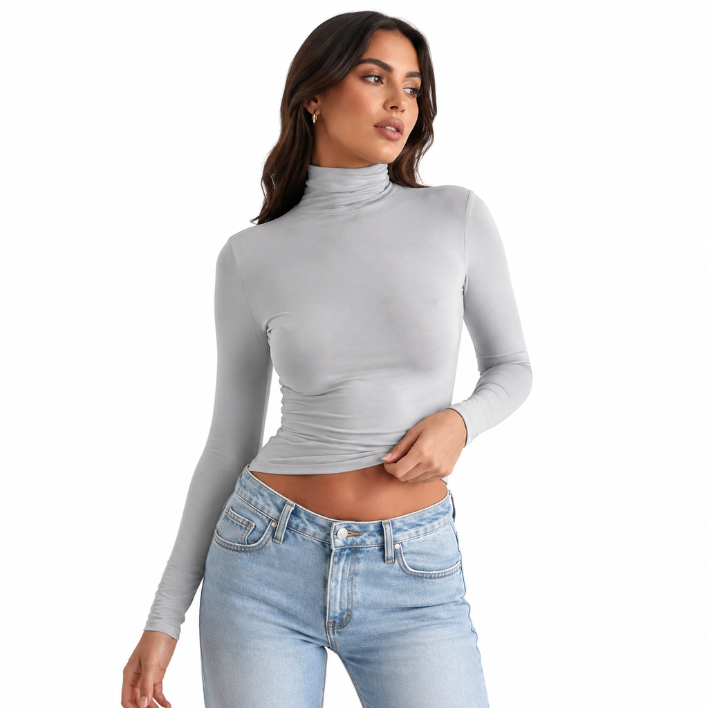 Y2K Slim Turtleneck Top for Polished Layers