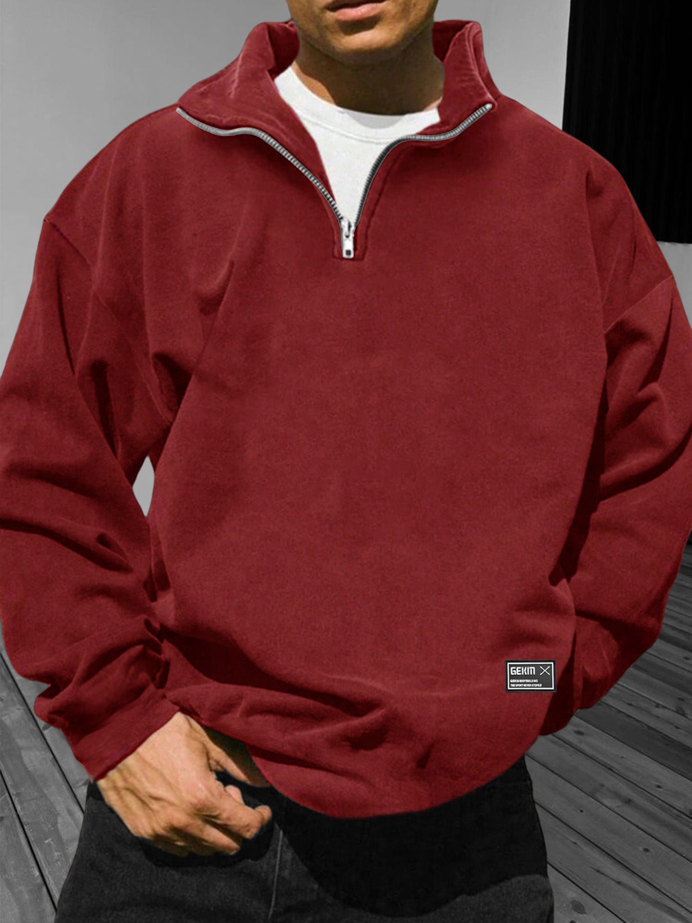 Men's Fleece Zip-Up Sweatshirt - Warm Loose Fit