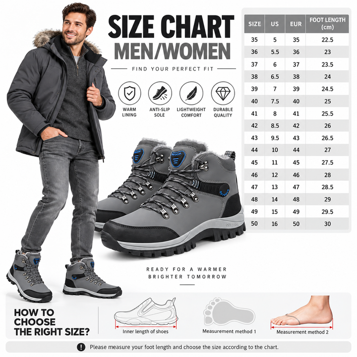 Botas de Nieve Invierno Hombre - Cálidas y con Agarre