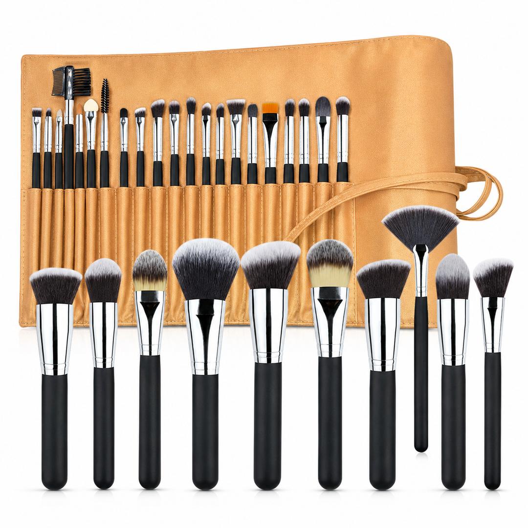 Makeup Brush Set - 24 Essential Tools for Face and Eyes