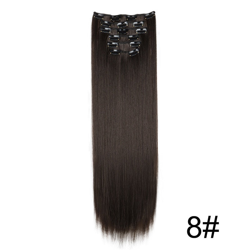 Long Straight Hair Extensions Seamless 60cm Clip In Set