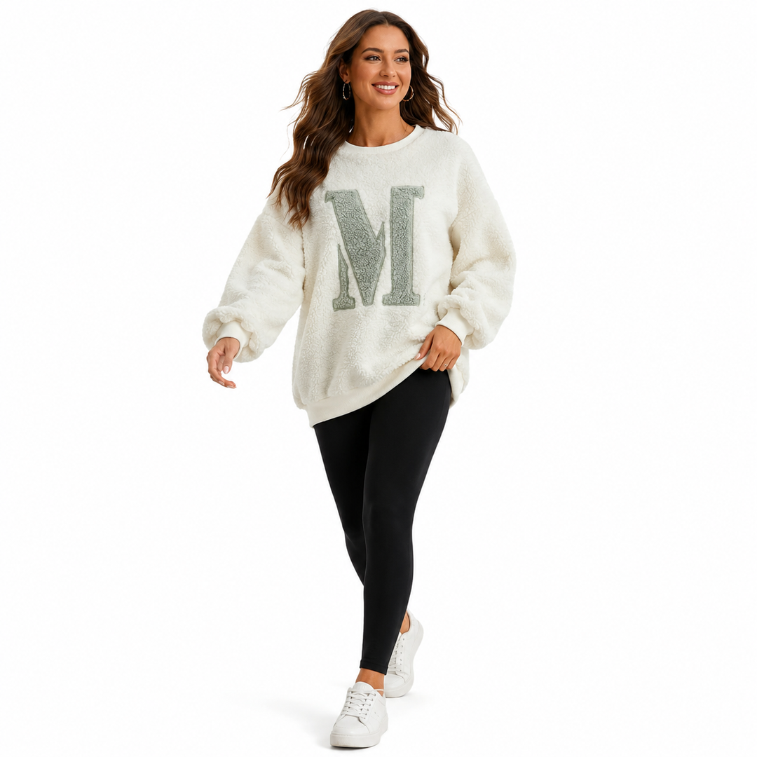 Round neck women sweatshirt in rayon blend fleece, designed for warm comfort, flexible movement and weekend outfits now warm!
