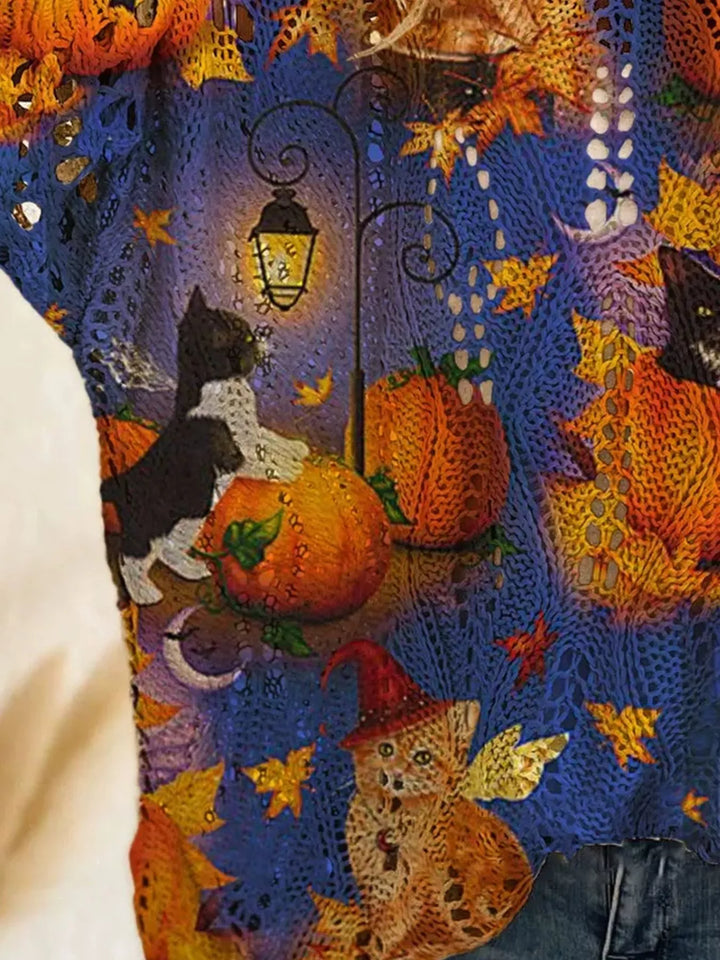 pumpkin sweater blue alternate view original product photograph