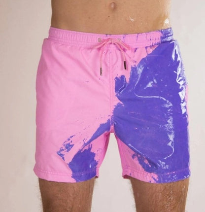 Men’s Color-Changing Beach Shorts – Quick-Dry Swim