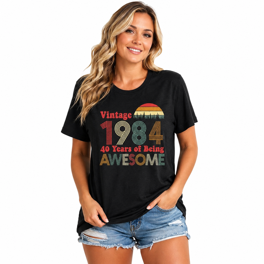 Vintage 1984 Women’s Top - Letter Print Party Tee