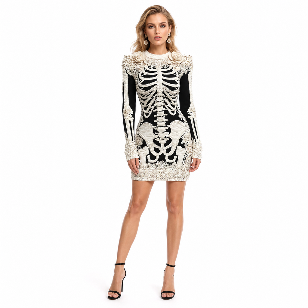 3D Printed Dress Women Digital Polyester Hip Fit Look