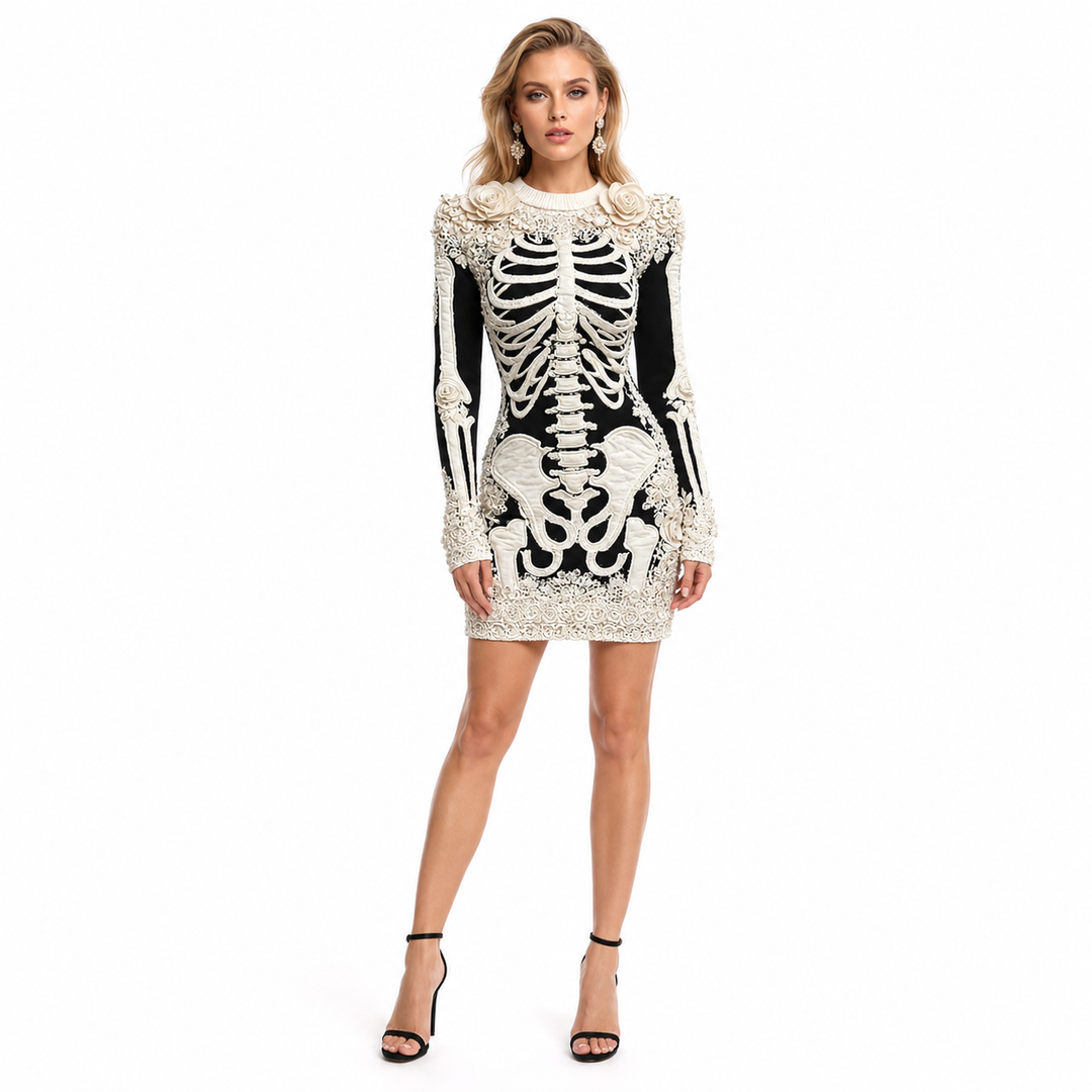 3D Printed Dress Women Digital Polyester Hip Fit Look