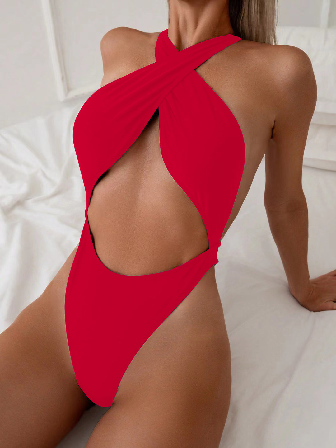 sexy one piece swimsuit elegant minimal design for resort looks
