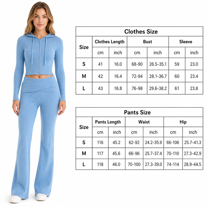 Two piece lounge set for women with hoodie top and relaxed high waist pants