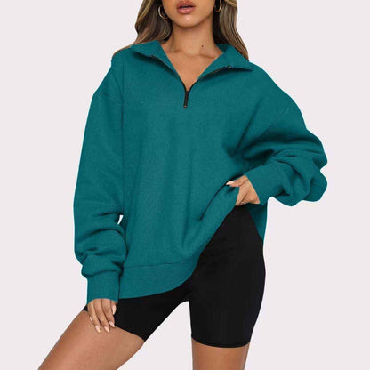Women's Zip Collar Sweatshirt - Stylish & Lightweight Comfort