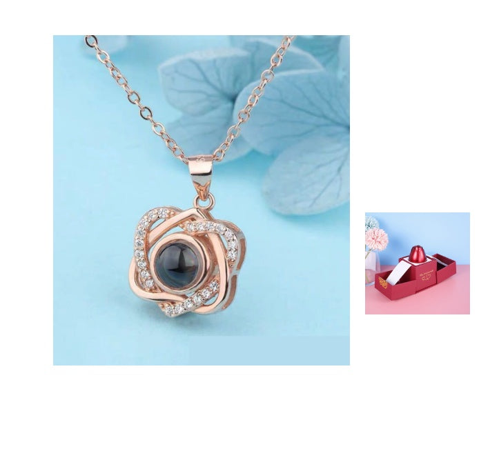Metal Rose Necklace Gift Box for Valentine Jewelry Love