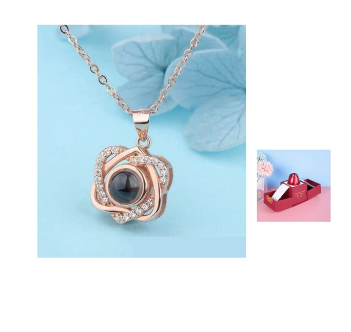 Metal Rose Necklace Gift Box for Valentine Jewelry Love