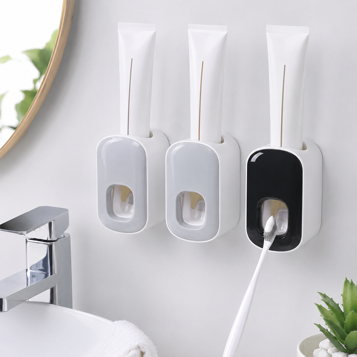 Automatic Toothpaste Dispenser Wall Holder Bathroom Set